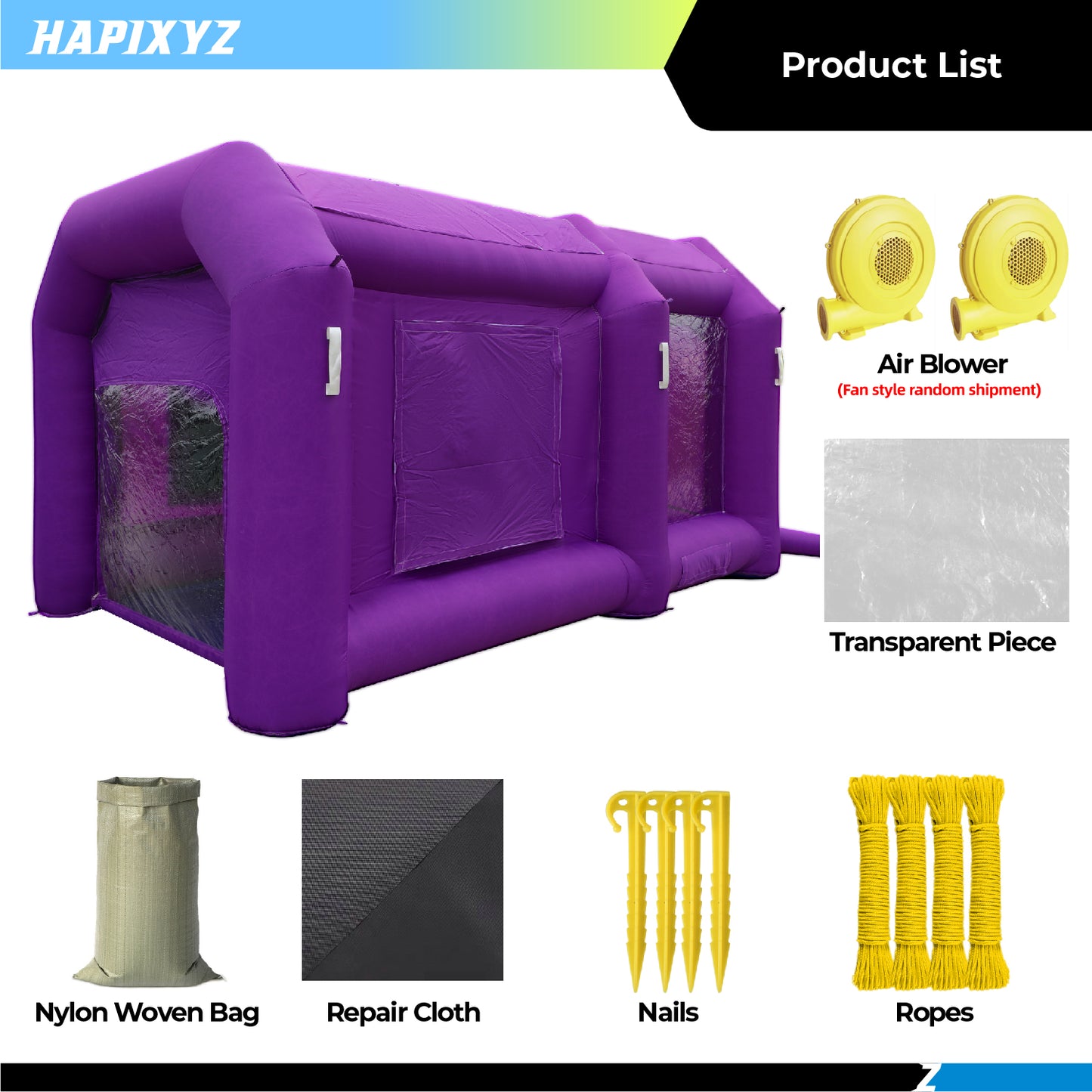 13x8x6.5Ft Purple Inflatable Paint Booth Portable Car Spray Booth