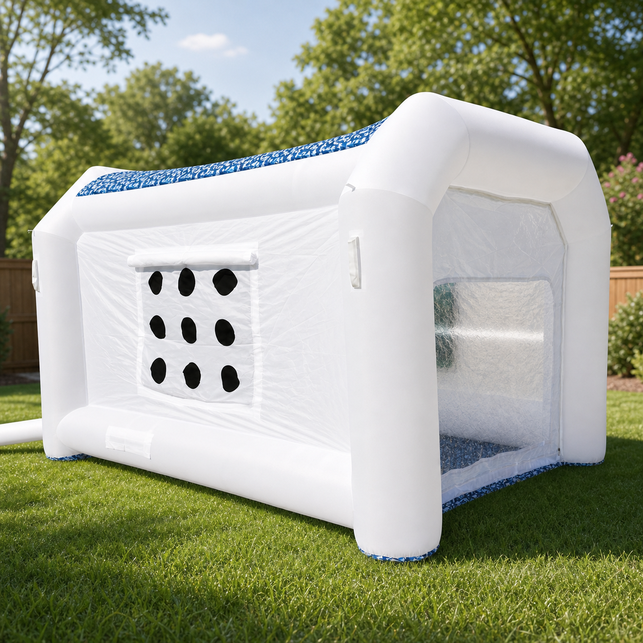 12x7.2x8.9Ft White Inflatable Paint Booth Tent with Two Blowers