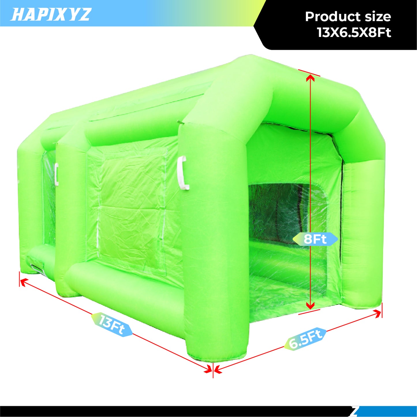 13x8x6.5Ft Green Inflatable Paint Booth Portable Car Spray Booth