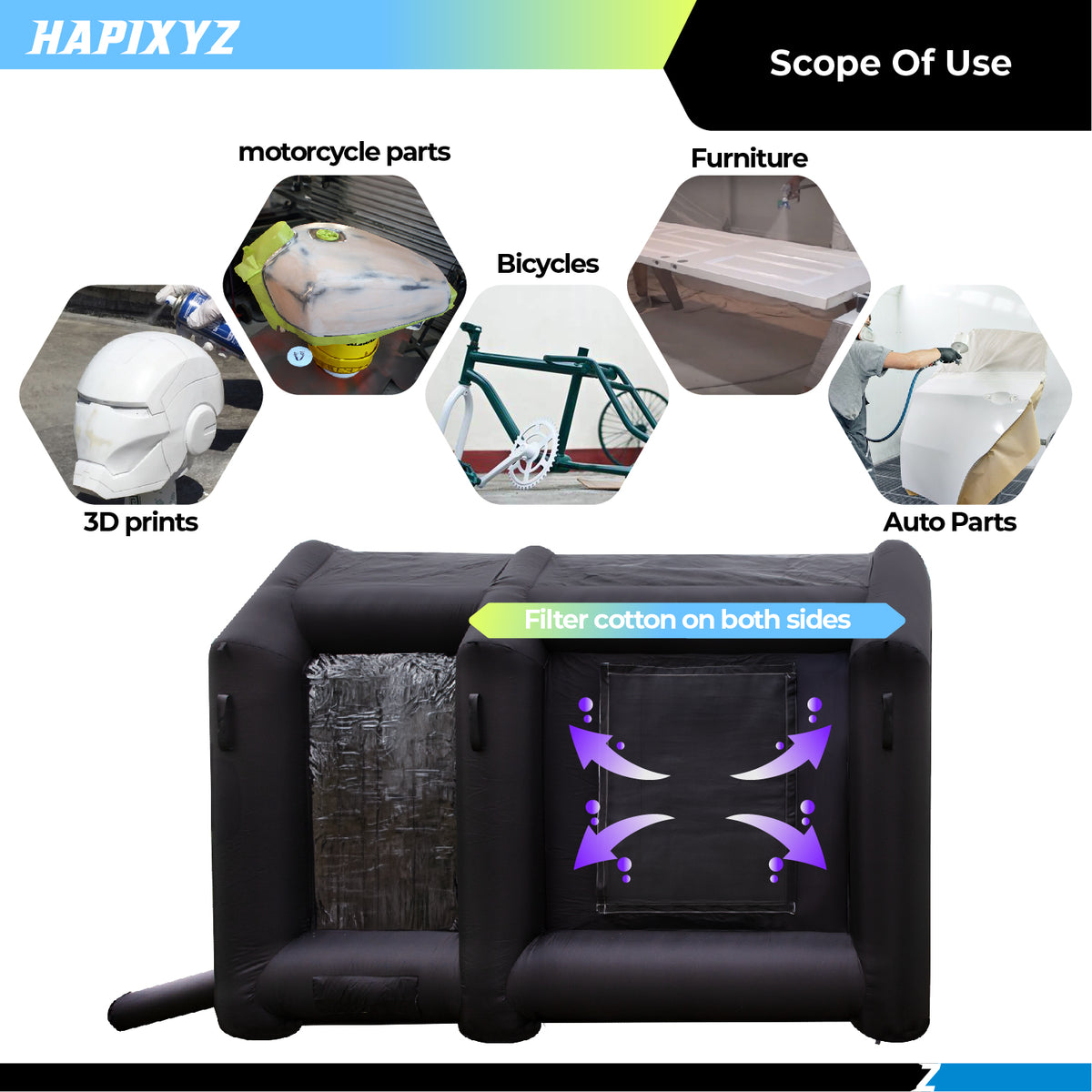 Black Inflatable Booth 13x8x6.5Ft Black Inflatable Paint Booth Portable Car Spray Booth – HAPIXYZ