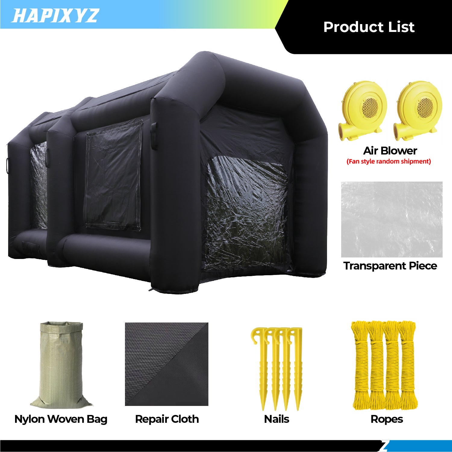 Happybuy Portable Inflatable Paint Booth, 13x8x8ft Inflatable Spray Booth, Car Paint Tent Air Filter System & 2 Blowers, Upgraded Blow Up Spray