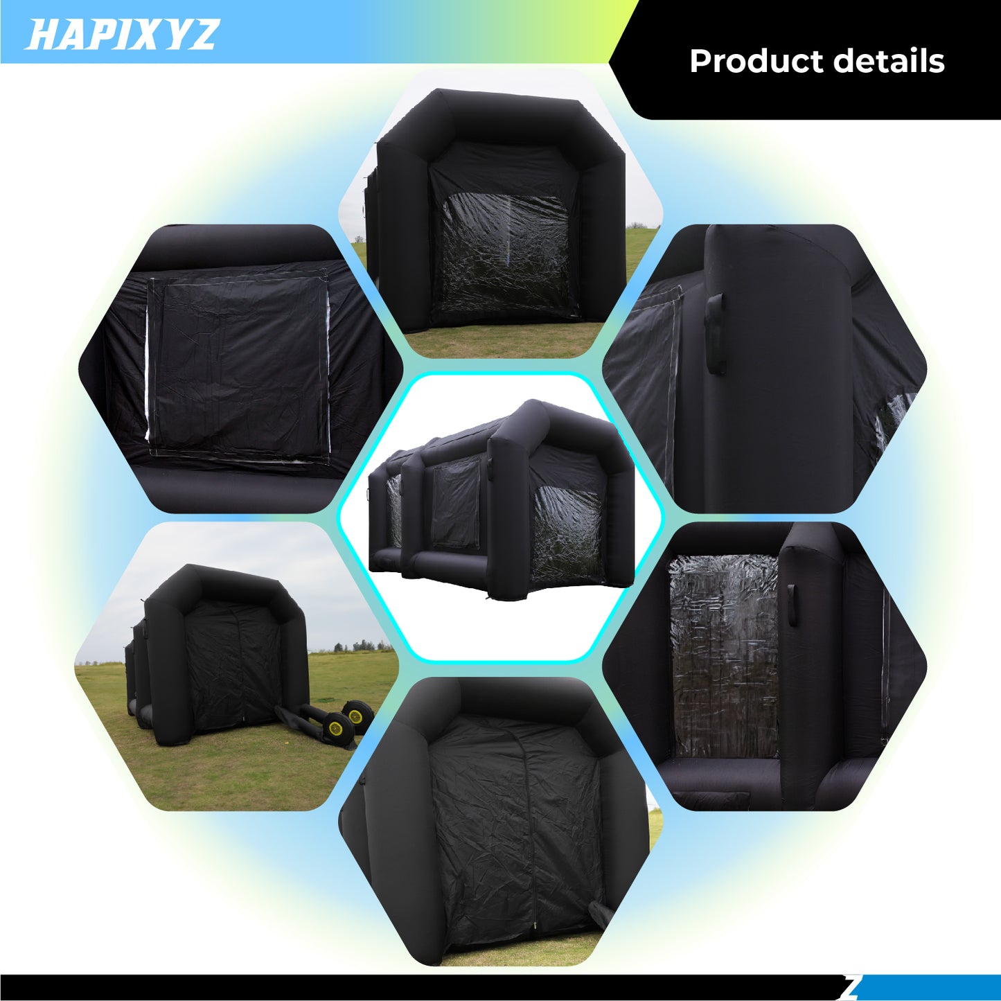 13x8x6.5Ft Black Inflatable Paint Booth Portable Car Spray Booth