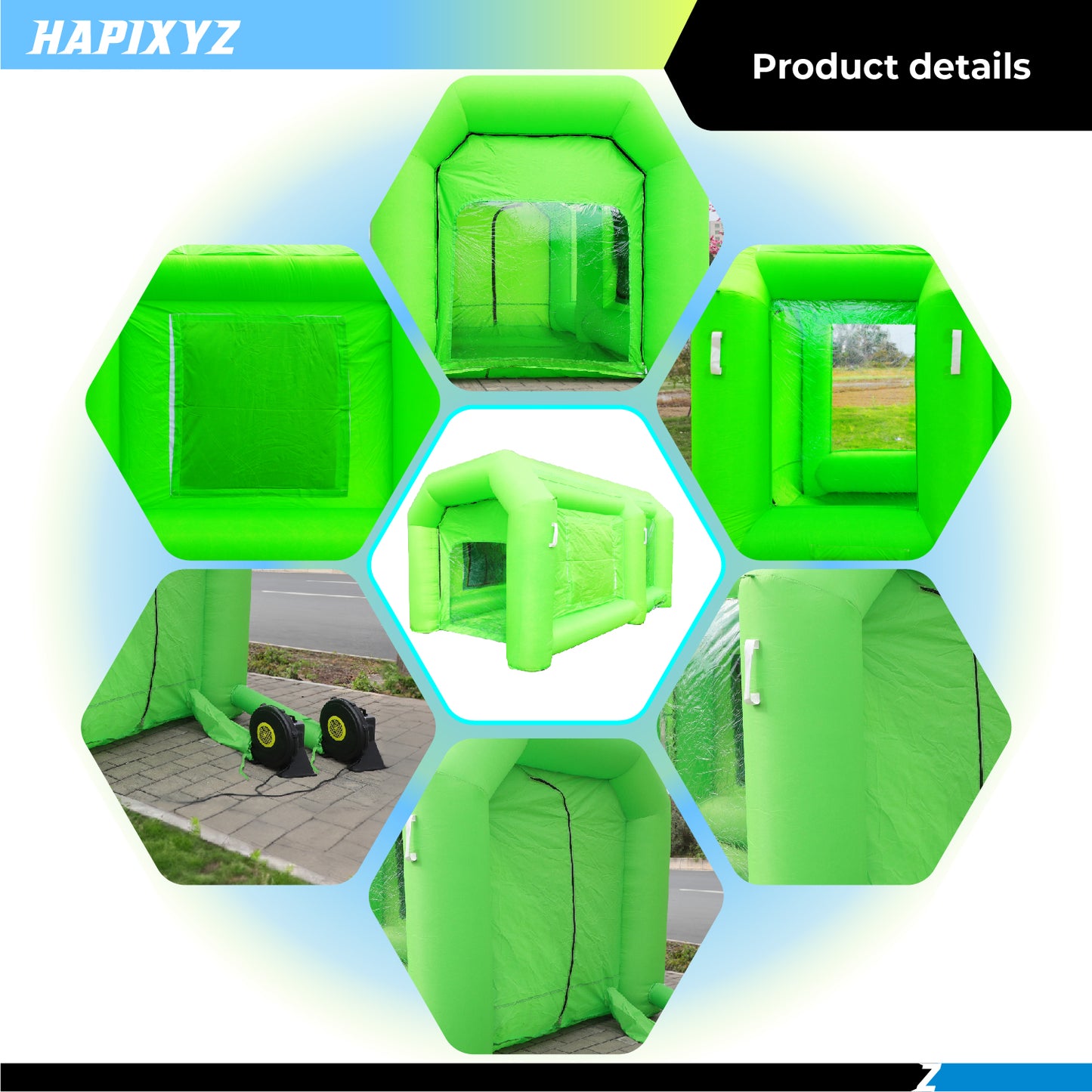 13x8x6.5Ft Green Inflatable Paint Booth Portable Car Spray Booth