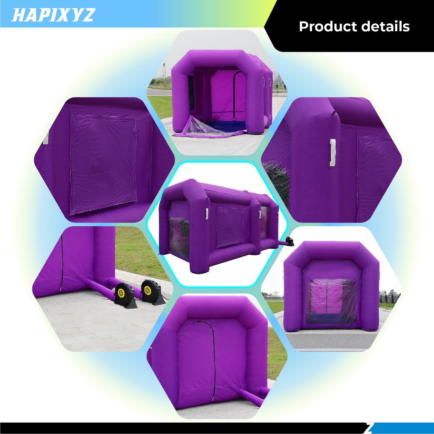 13x8x6.5Ft Purple Inflatable Paint Booth Portable Car Spray Booth