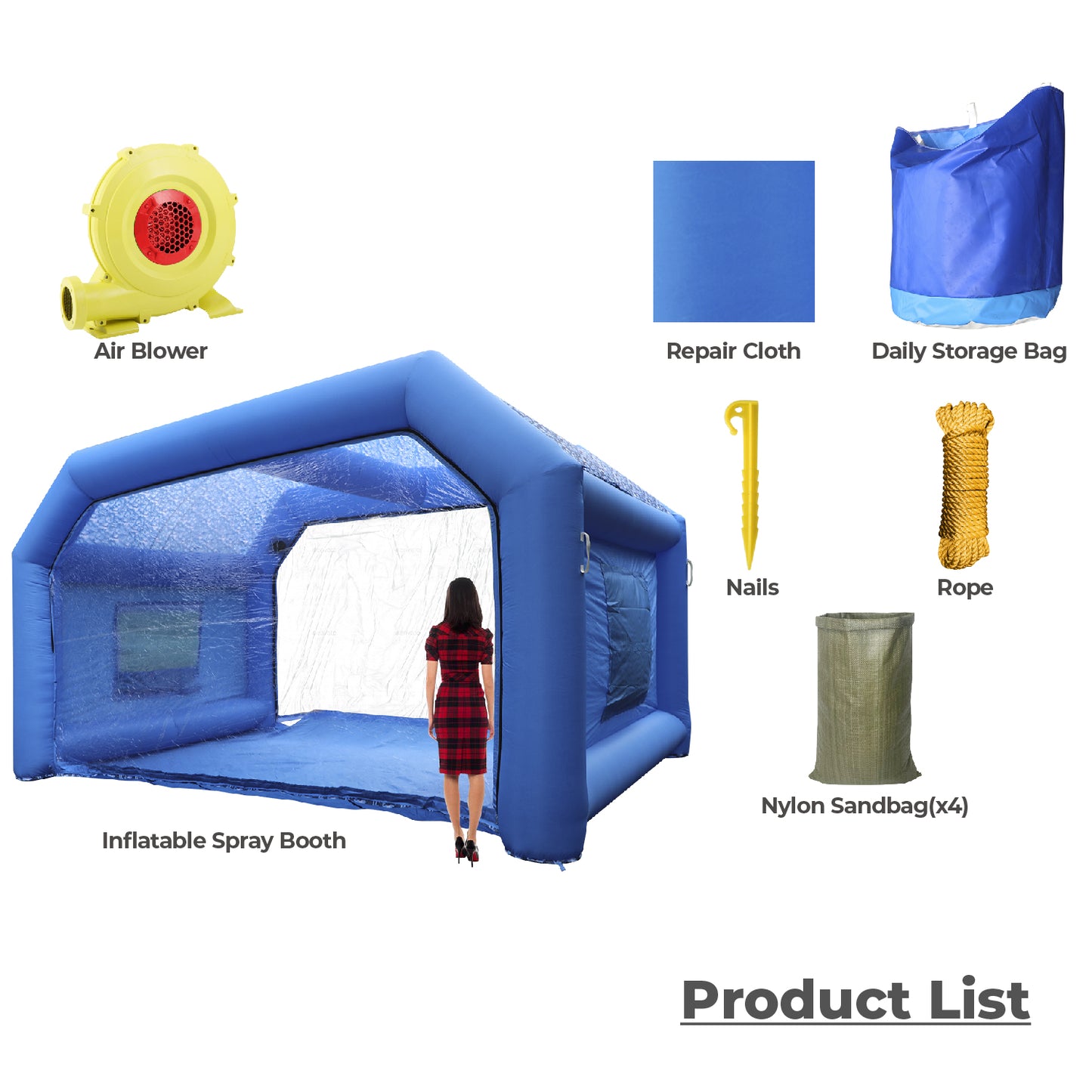 Blue Camouflage Inflatable Paint Booth Portable Car Spray Booth