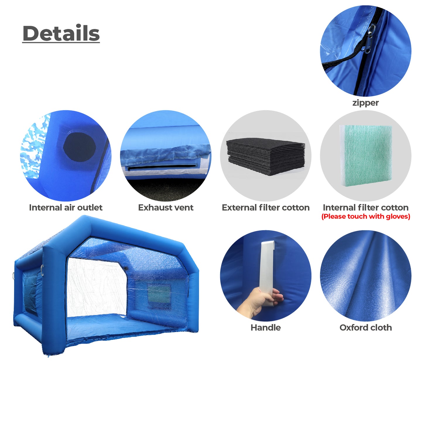 Blue Camouflage Inflatable Paint Booth Portable Car Spray Booth