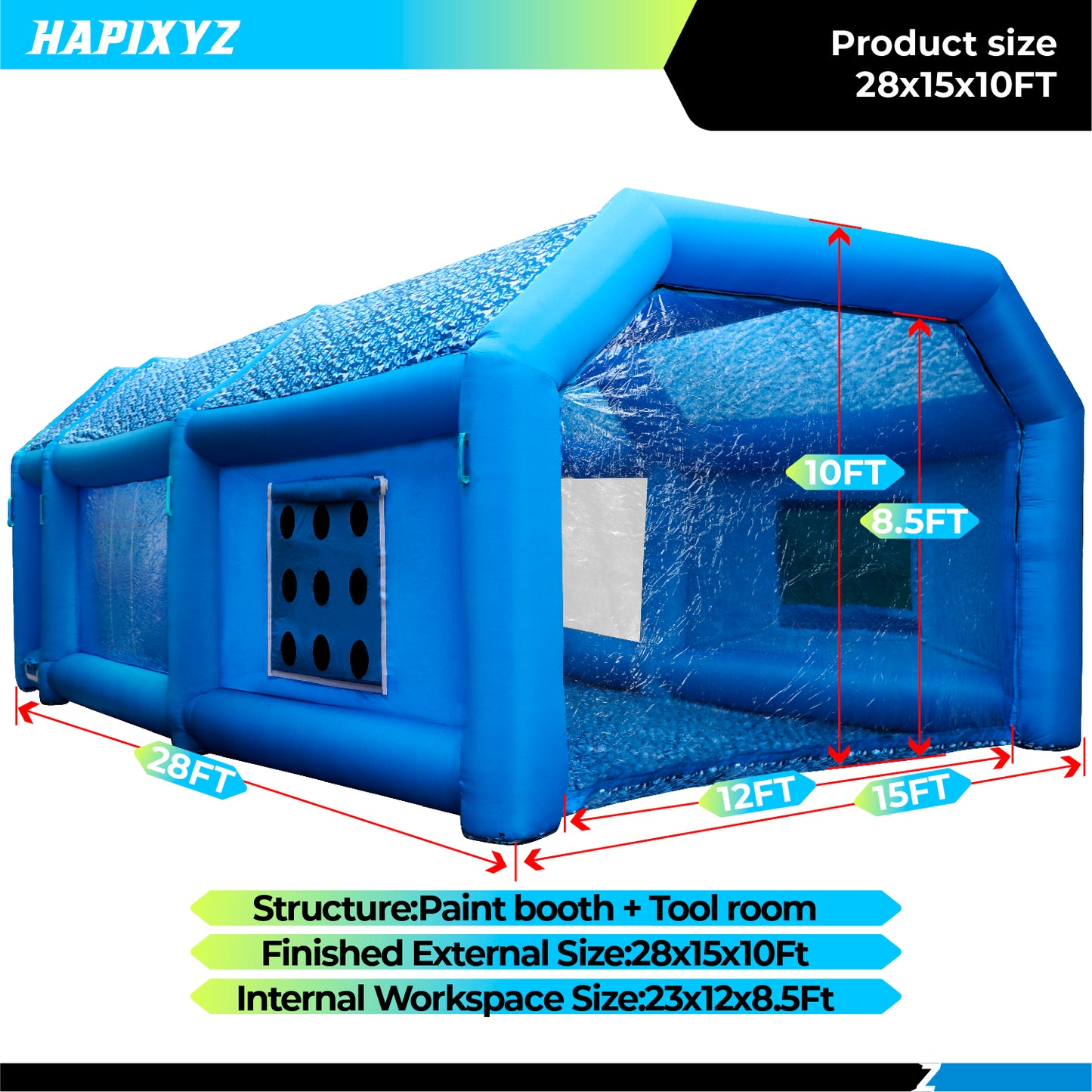 Blue Camouflage Inflatable Paint Booth Portable Car Spray Booth