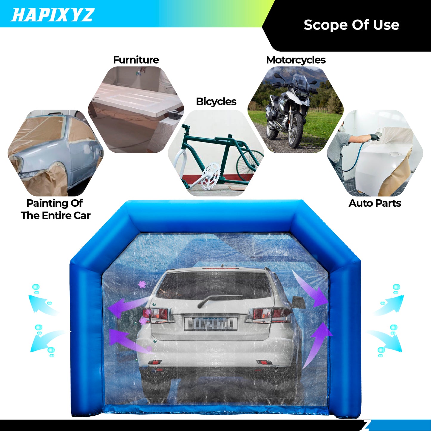 Blue Camouflage Inflatable Paint Booth Portable Car Spray Booth