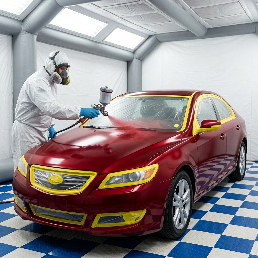 28x15x10ft White Inflatable Paint Booth, Extra Large Spray Paint Tent with 2 Blowers, Portable Car Paint Booth with Air Filtration System for Auto, Motorcycle & Furniture