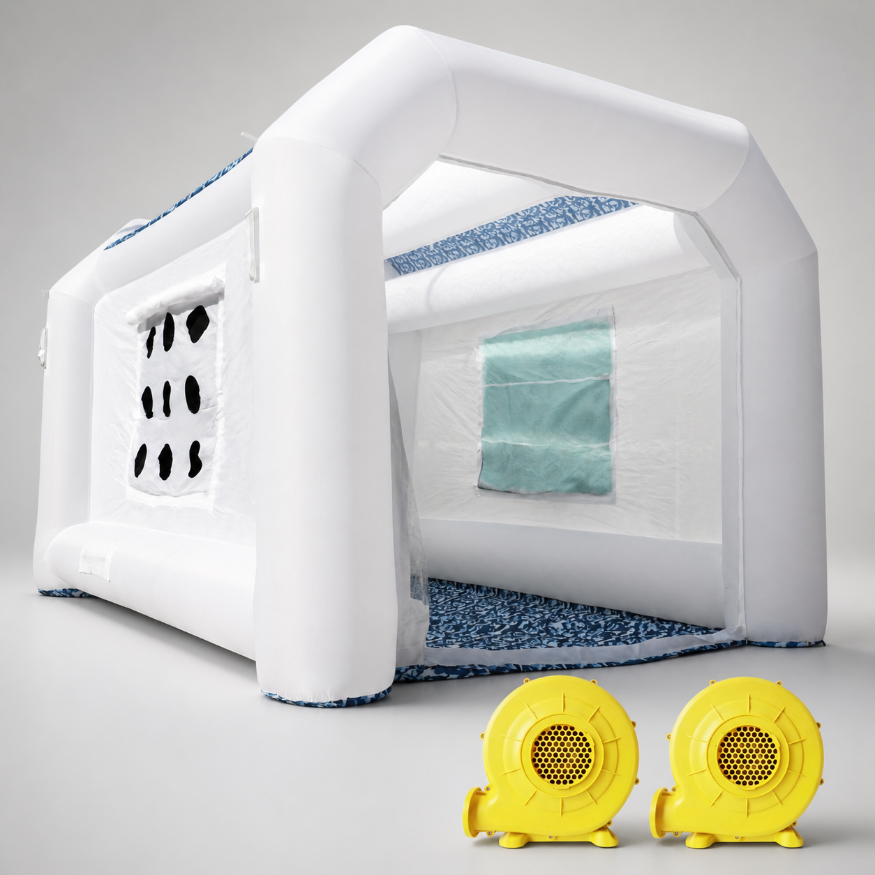 12x7.2x8.9Ft White Inflatable Paint Booth Tent with Two Blowers