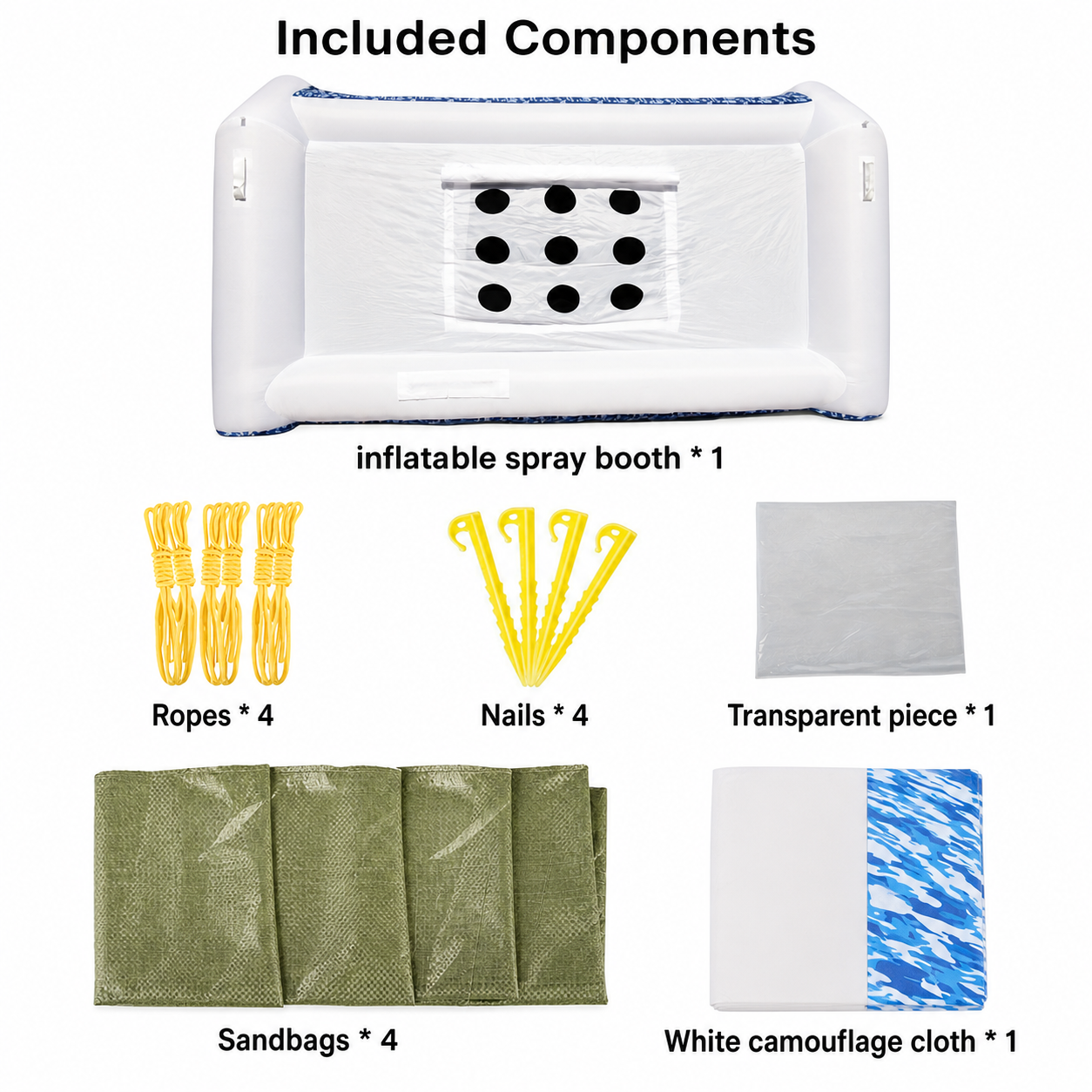 12x7.2x8.9Ft White Inflatable Paint Booth Tent with Two Blowers