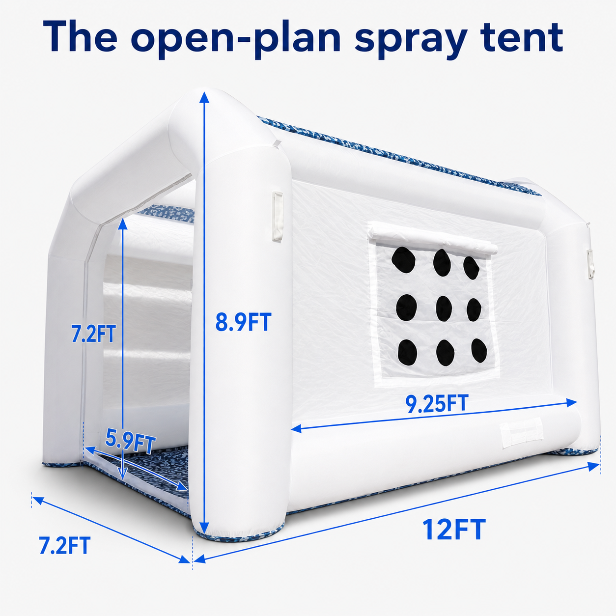 12x7.2x8.9Ft White Inflatable Paint Booth Tent with Two Blowers